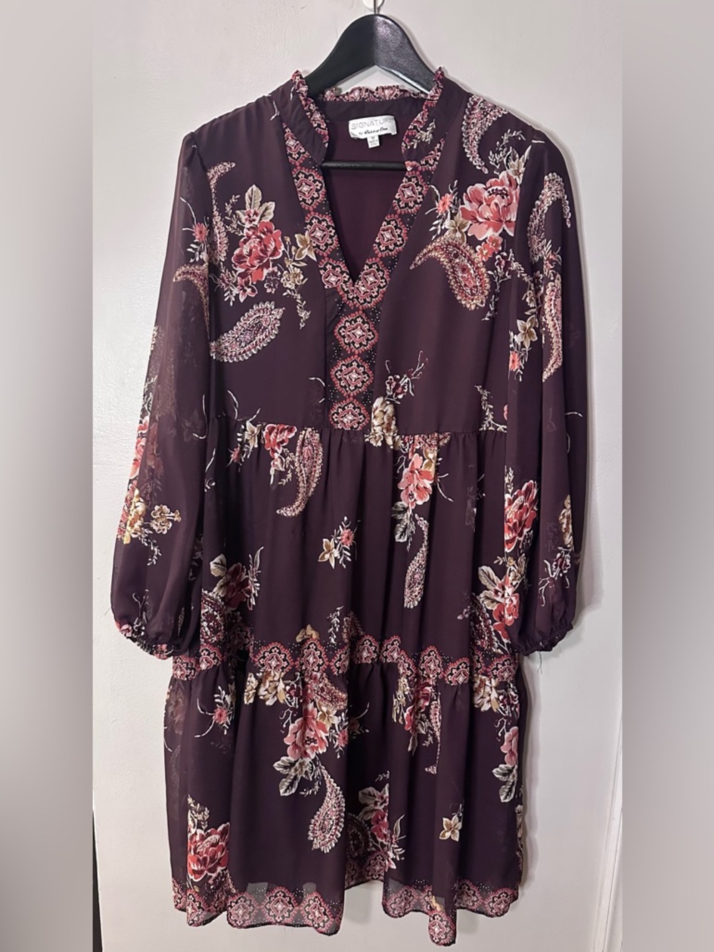Bohemian Chic Brown Floral Dress, Medium